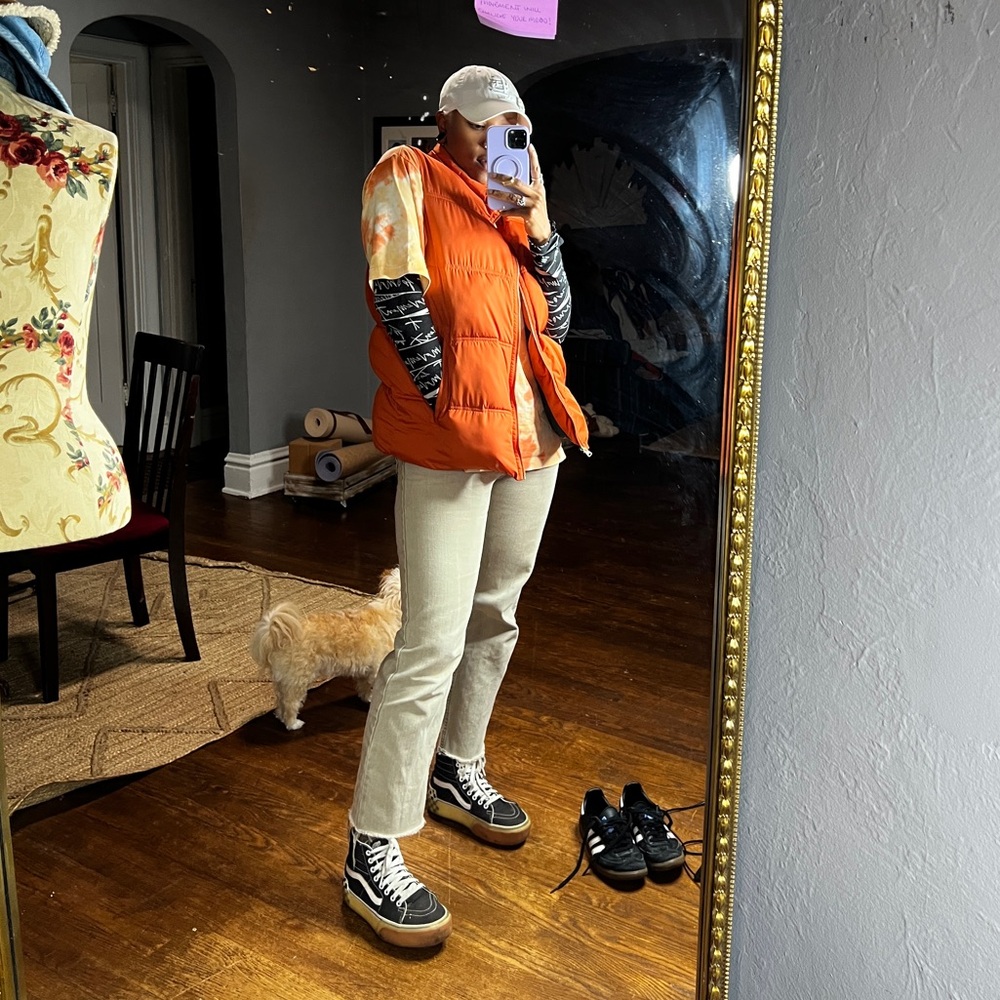MERONA Men’s Puffer Vest Dark Orange Size large